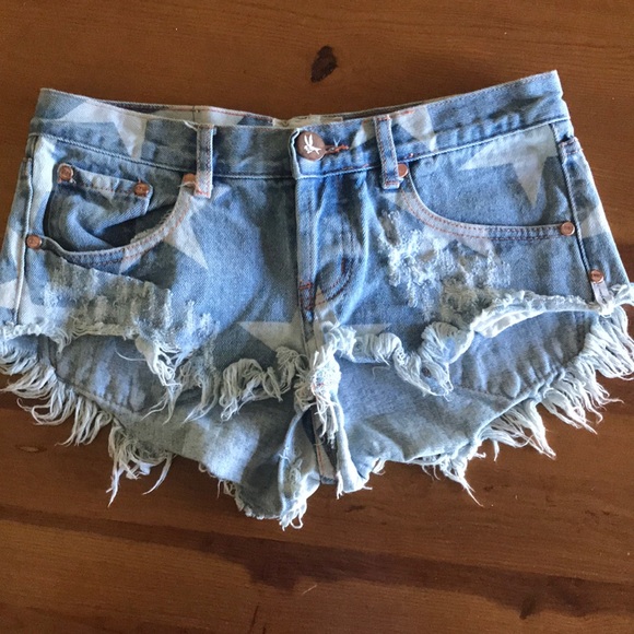 Jean shorts with white stars Clearance